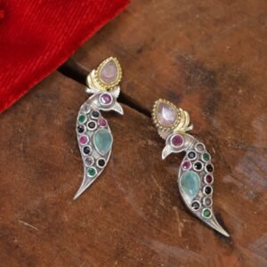 Dual Tone Peacock Studs | Multicolour