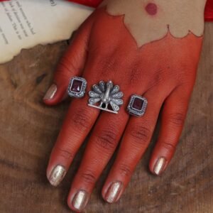 Double Finger Peacock Ring | Designer | Premium | Brass